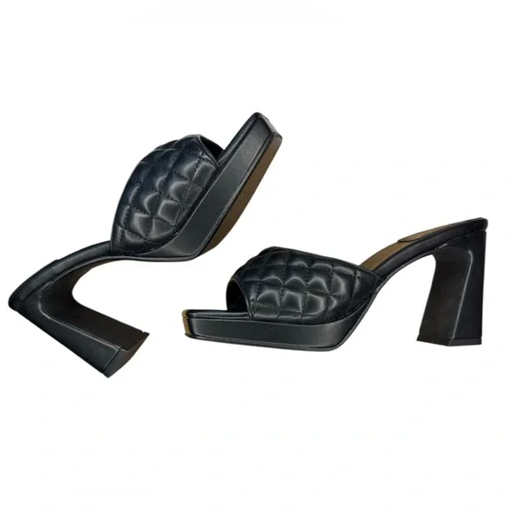 NWOT Jeffrey Campbell Nana Quilted Platform
Mule Heels In Black Size 7.5 - Picture 7 of 11